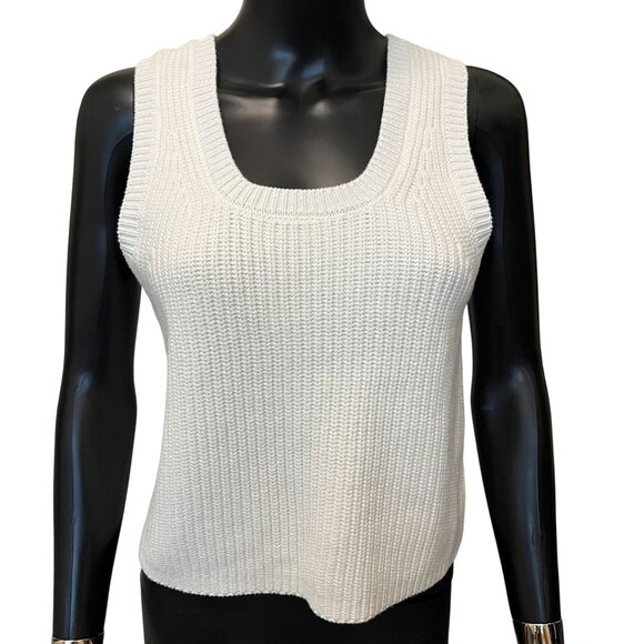 Joie White Knit Sweater Vest Medium Open Knit Back New With Tags - Picture 5 of 10